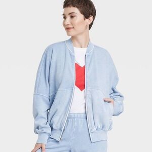 NWT! Universal Thread Fleece Bomber Jacket Blue Denim Size XXL